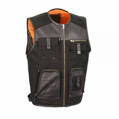 Men’s Black Multi-Pocket Leather Vest The Leather Fit