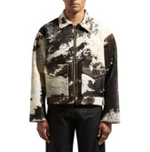 Boxy Cowhide Hair on Hide Leather Jacket Brown & White Cow Print - The Leather Fit