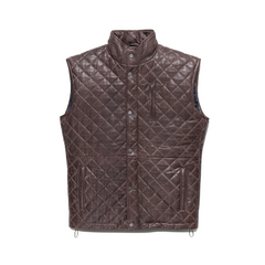 Mens Quilted Brown Leather Vest The Leather Fit