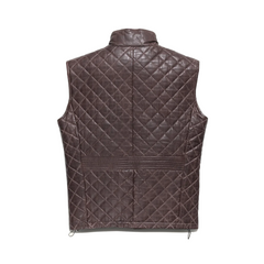 Mens Quilted Brown Leather Vest The Leather Fit