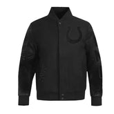 Indianapolis Colts Triple Black Varsity Wool-Leather Jacket The Leather Fit