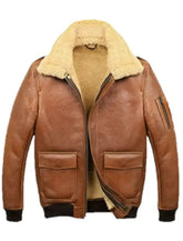 Samuel Tan Brown Shearling SF Bomber Leather Jacket The Leather Fit