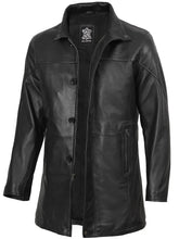 Bristol Men's Black Leather Car Coat The Leather Fit