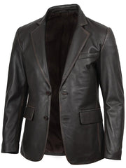 Mens Dark Brown Rub Off Leather Blazer The Leather Fit
