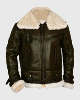 Terry Army B-3 Shearling Green Leather Aviator Jacket The Leather Fit