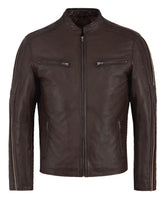 Brown Leather Biker Jacket For Men The Leather Fit