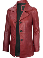 Women's Red Real Leather Blazer Jacket The Leather Fit