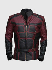 Red & Black Cafe Racer Jacket The Leather Fit