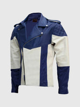 Blue & White Leather Jacket The Leather Fit