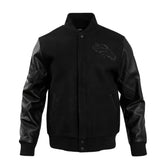 Denver Broncos Triple Black Varsity Wool-Leather Jacket The Leather Fit