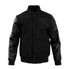 Denver Broncos Triple Black Varsity Wool-Leather Jacket The Leather Fit