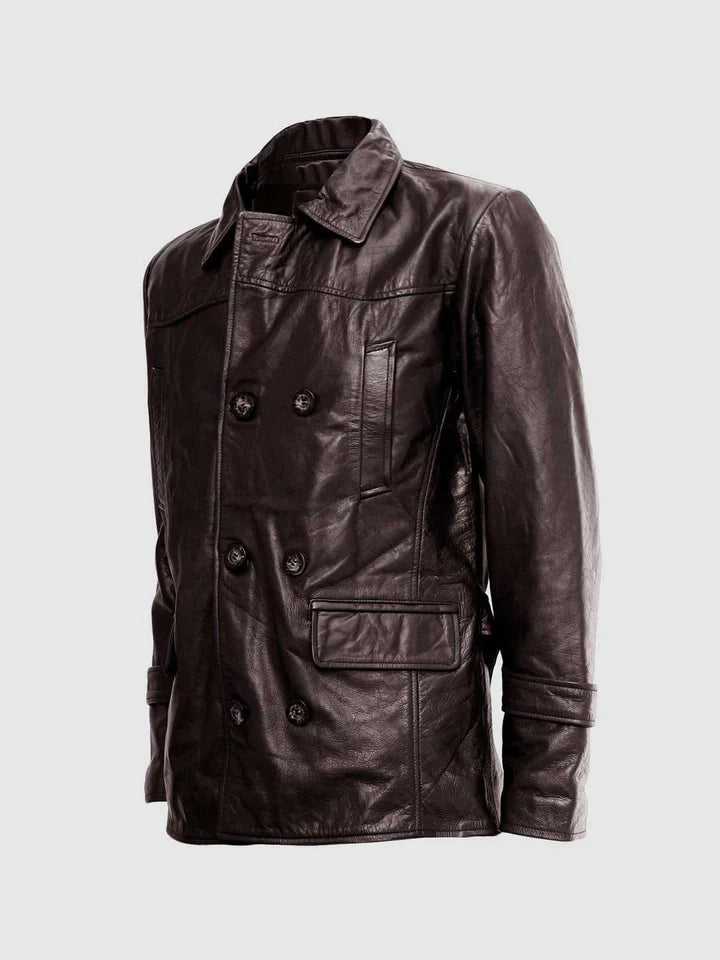 Brown Leather Reefer Jacket The Leather Fit