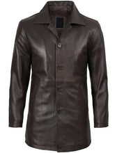 Winchester Men's Distressed Dark Brown Leather Car Coat The Leather Fit