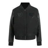 Memphis Grizzlies Triple Black Varsity Wool-Leather Jacket The Leather Fit