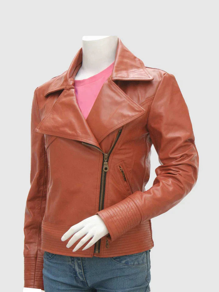 Cognac Leather Biker Jacket The Leather Fit