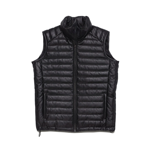 Mens Black Quilted Leather Vest The Leather Fit