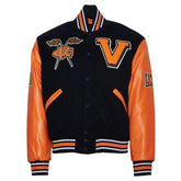 Virginia State University Black and Orange Varsity Jacket The Leather Fit