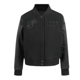 Miami Heat Triple Black Varsity Wool-Leather Jacket The Leather Fit