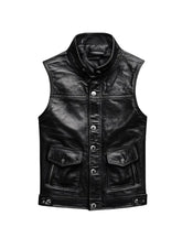 Men’s Classic Black Leather Biker Vest The Leather Fit