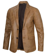 Mens Camel Brown Leather Blazer Jacket The Leather Fit