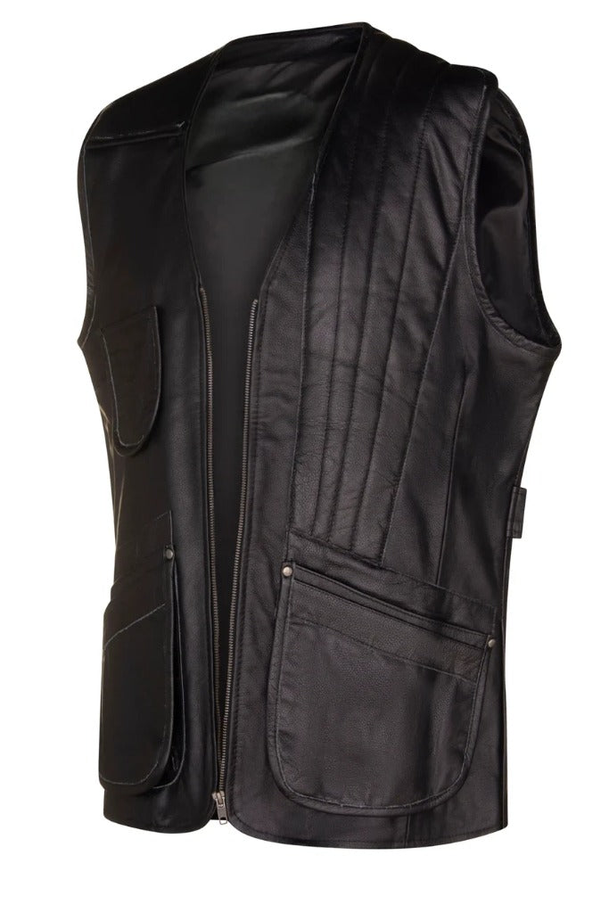 Black Quilted Leather Vest for Men The Leather Fit