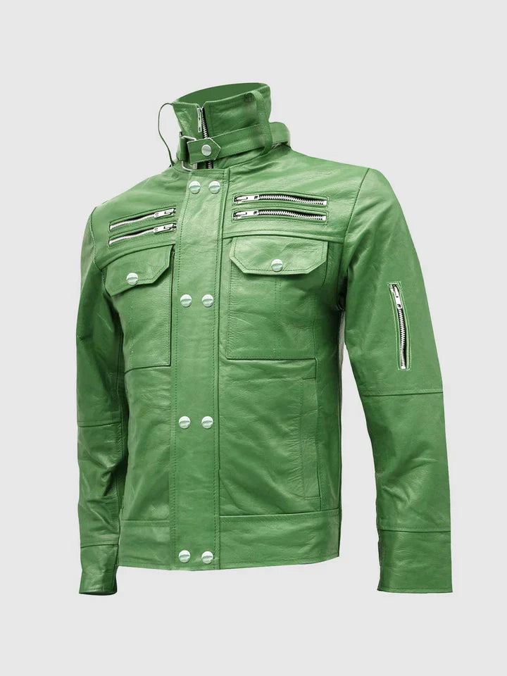 High Collar Leather Jacket The Leather Fit
