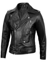 Men's Black Asymmetrical Belted Leather Biker Style Jacket The Leather Fit