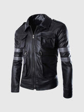 Black Jacket with Gray Stripes The Leather Fit