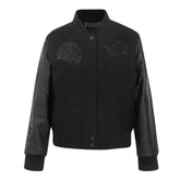 Detroit Lions Triple Black Varsity Wool-Leather Jacket The Leather Fit
