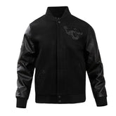 Jacksonville Jaguars Triple Black Varsity Wool-Leather Jacket The Leather Fit