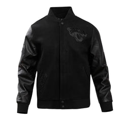 Jacksonville Jaguars Triple Black Varsity Wool-Leather Jacket The Leather Fit