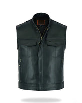 Men’s Black Leather Biker Vest The Leather Fit