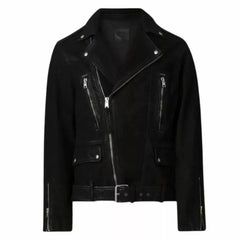 Mens Black Leather Suede Biker Jacket The Leather Fit