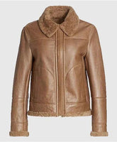 Monica Shearling Fur Lined Brown Jacket The Leather Fit