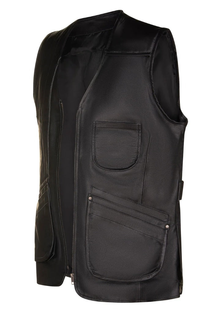 Men’s Black CowHide Leather Vest The Leather Fit