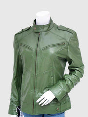 Green Leather Biker Jacket The Leather Fit
