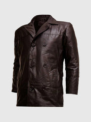 Dark Brown Button Jacket The Leather Fit