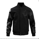 New Orleans Saints Triple Black Varsity Wool-Leather Jacket The Leather Fit