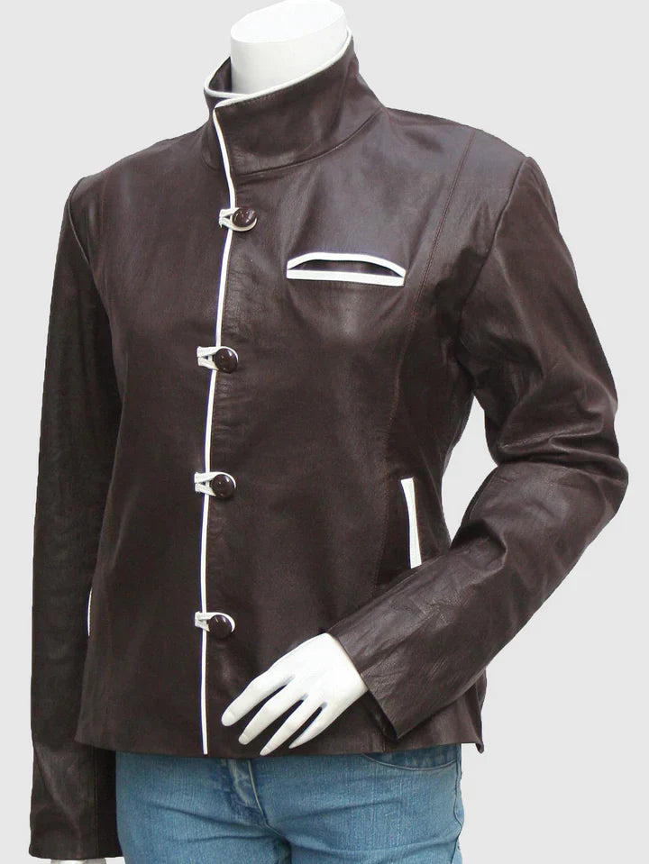 Brown & White Leather Jacket The Leather Fit