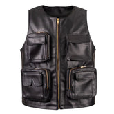 Mens Black Leather Hunting Vest The Leather Fit