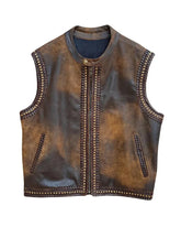 Mens Distressed Brown Leather Vest The Leather Fit