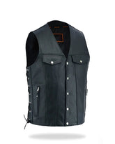 Mens Black Biker Leather Vest The Leather Fit