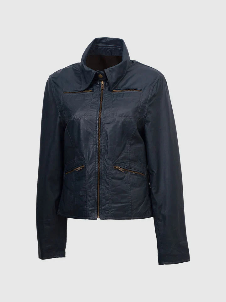 Dark Blue Leather Jacket The Leather Fit