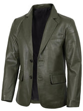 Men's Dark Green Real Leather Blazer The Leather Fit