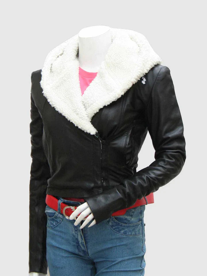 Black Leather Jacket with Fur The Leather Fit