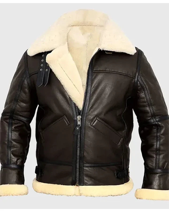 Roy B-3 Shearling Brown Leather Aviator Jacket The Leather Fit