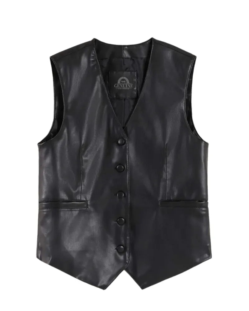 Men’s Black Faux Leather Vest The Leather Fit