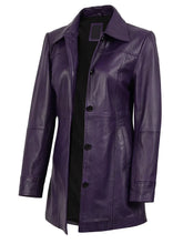 Kandis Women's Leather Purple 3/4 Length Car Coat The Leather Fit