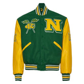 Norfolk State University Green and Gold Varsity Jacket The Leather Fit