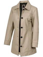 Kandis Women's Biege Real Leather Car Coat The Leather Fit